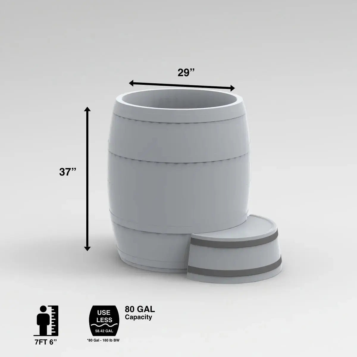 The Wim Hof Icebarrel XL ice bath with chiller;The Wim Hof Icebarrel XL for tall guys deminsension;The Wim Hof Icebarrel XL economical ice bath;The Wim Hof Icebarrel XL in the Wim Hof experience center