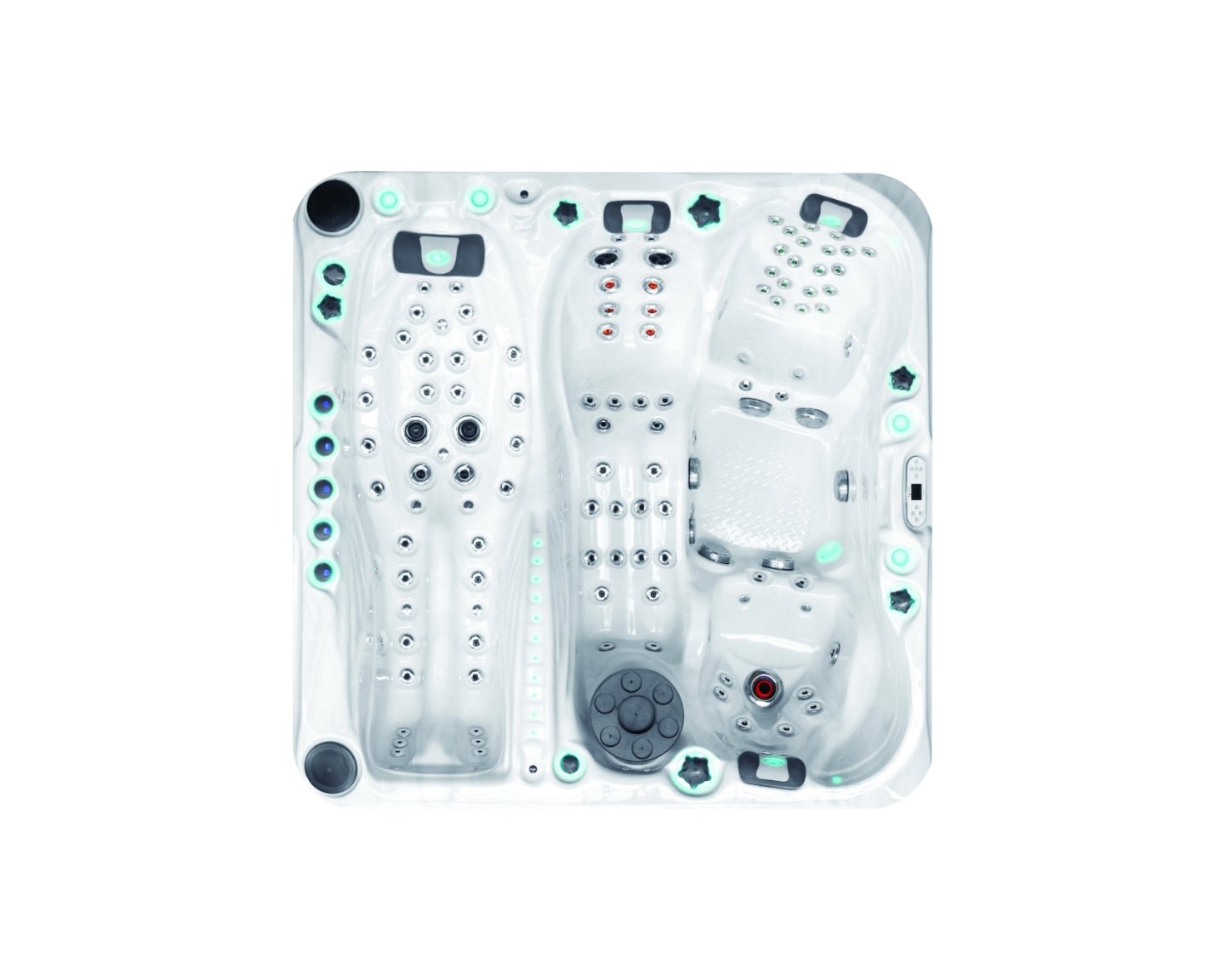 Euphoria luxury spa with Levitation Bed, 100+ jets, and multiple massage zones, shown in white finish - Passion Spas Exclusive Collection