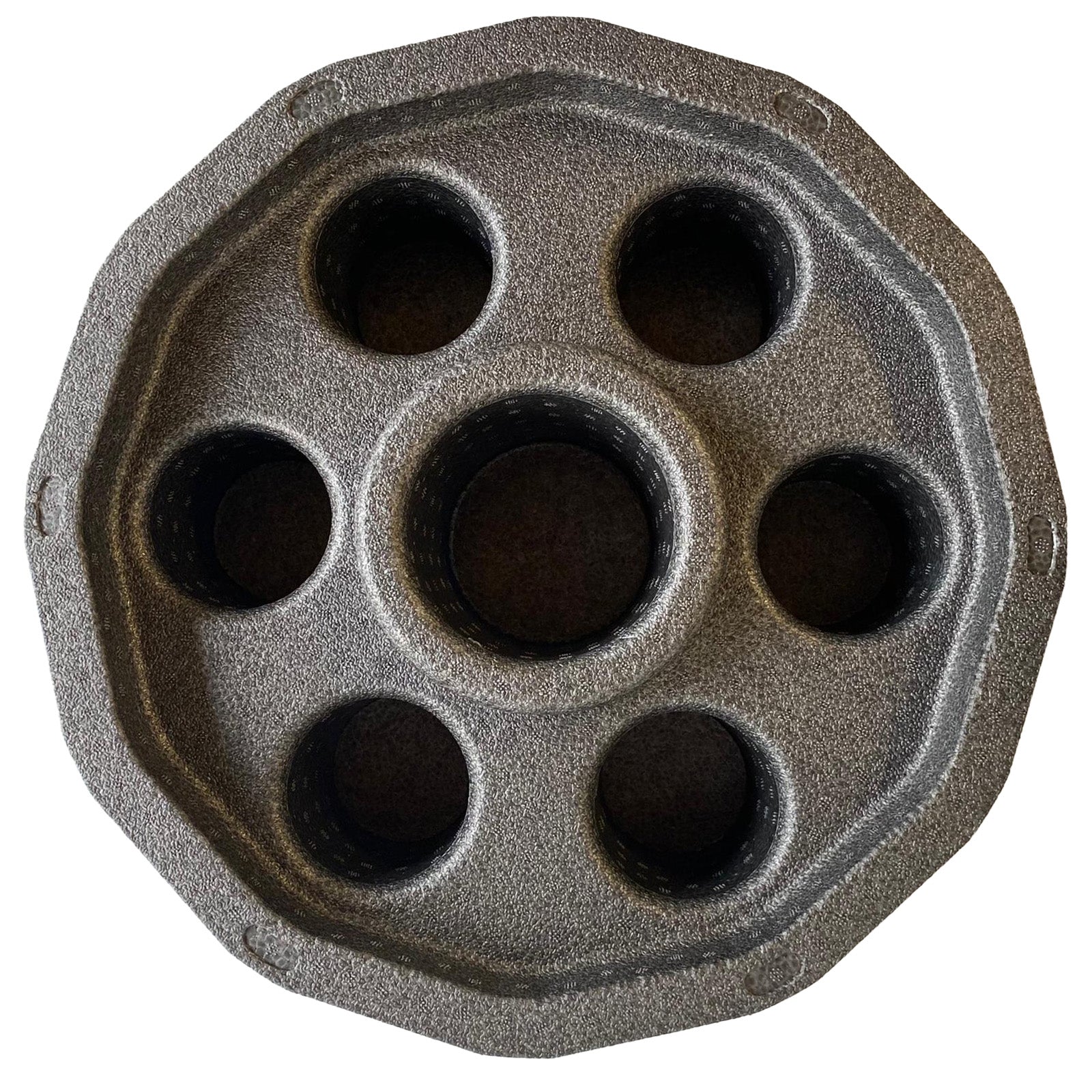 Grijs drijvend barblad met zeven uitsparingen voor glazen, ideaal bij jacuzzi buiten en swimspa accessoire.