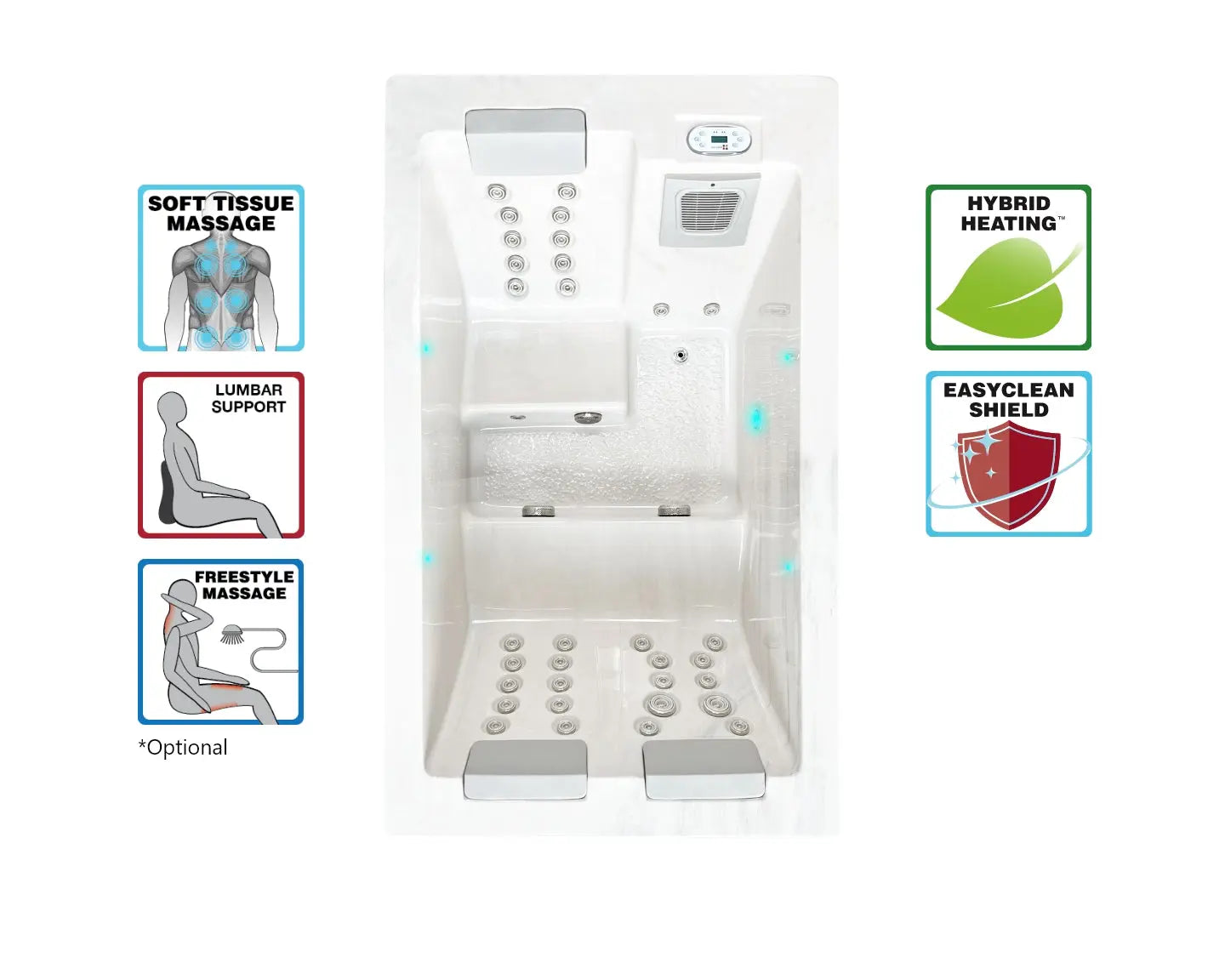 Witte moderne 3 persoons jacuzzi zwembad met massagefuncties en hybride verwarming voor buitengebruik.