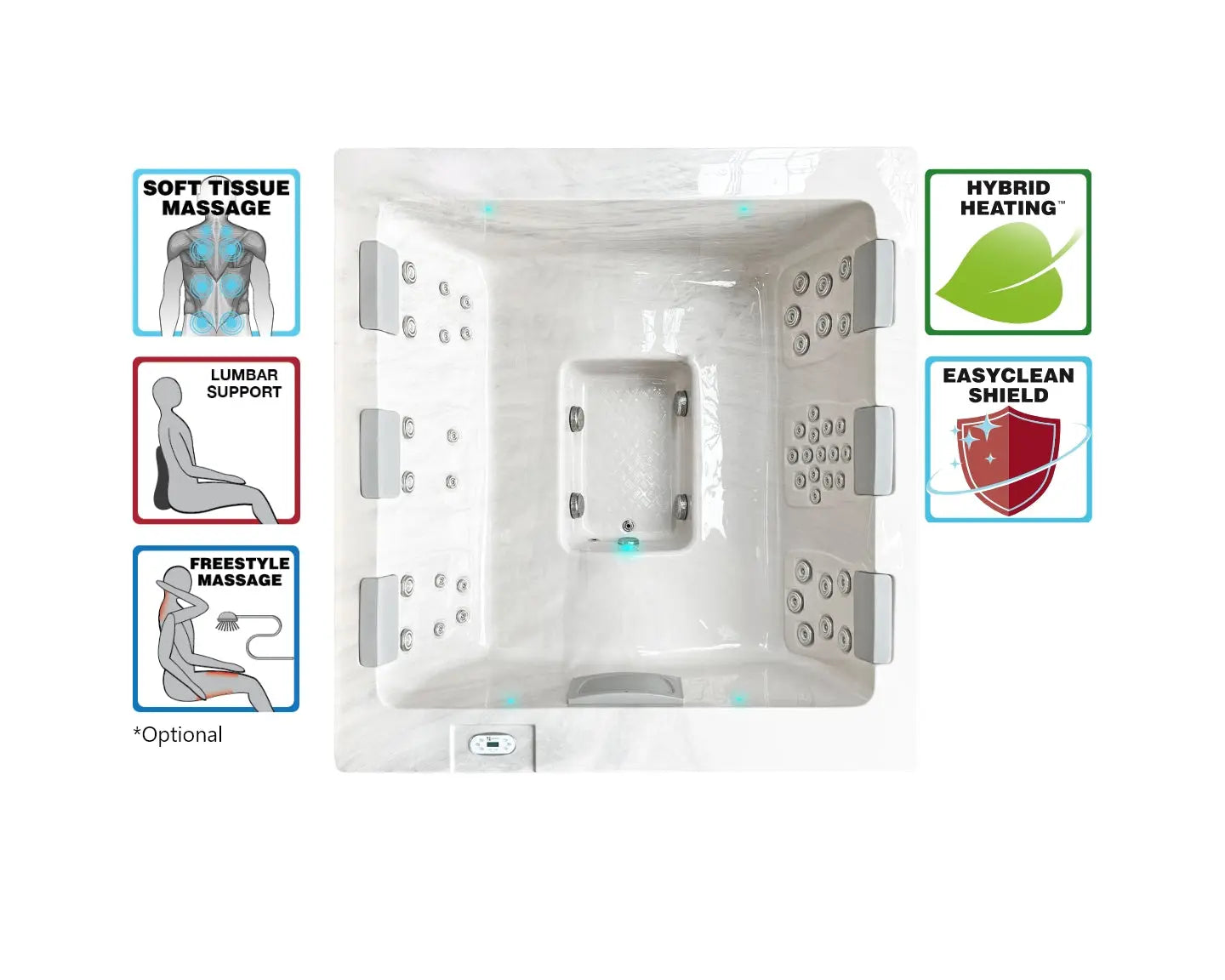 Witte moderne 6-persoons jacuzzi met geïntegreerde massagefuncties, ideaal als swimspa en jacuzzi buiten.