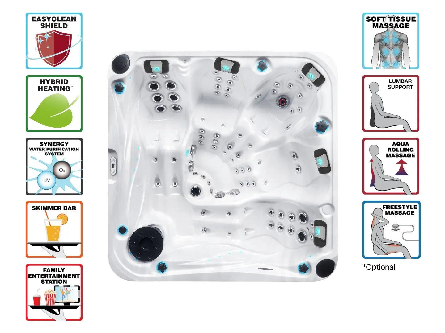 ;;Devotion luxury hot tub with 5 loungers, therapeutic jets, and advanced features from Passion Spas Signature Collection Hot Tubs