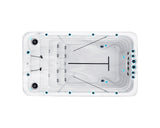 Overhead view of Fitness 1 Deep swim spa showing Current-Lift jets and rowing system - Passion Spas Fitness Collection swim spa