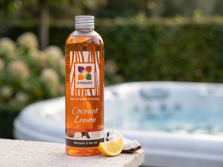 Passion Coconut Lemon – spa aroma in een gestileerde productafbeelding
