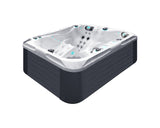 Luxurious Happy hot tub with LED lighting, 1 lounger and 3 seats, dark base panel - Fonteyn Spas Signature Collection Hot Tub