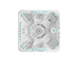 Witte 7-persoons jacuzzi met verstelbare jets en blauwe ledverlichting, perfecte swimspa voor buitengebruik.