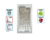 Moderne beige 2-persoons swimspa met jets en geïntegreerde massagefuncties, ideale jacuzzi buiten.