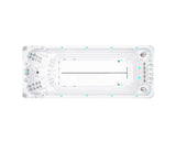 Witte zwemspa met zitplaatsen en jets, modern ontwerp voor jacuzzi buitengebruik, swimspa ideal voor sport en ontspanning,.