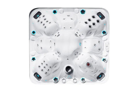 ;;Overhead view of Joy hot tub with 7-person capacity, featuring massage jets and bucket seats by Passion Spas from Signature Collection Hot tubs