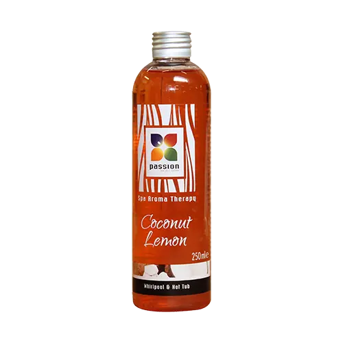 Flesje Coconut Lemon aroma voor jacuzzi, zwemspa en swimspa, geschikt jacuzzi buiten gebruik.