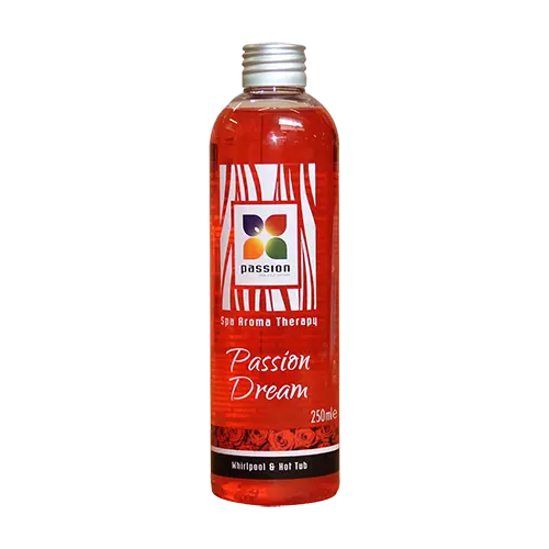 Rode fles Passion Dream aroma voor jacuzzi, ideaal bij zwemmen in zwemspa of jacuzzi buiten.